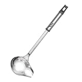 Lebabo Gravy Ladle with Spout, Stainless Steel Large Ladles for Serving Sauce, Metal Ladle with Long Handle for Kitchen, Comfortable Grip, Durable Construction, Silver (4 oz)