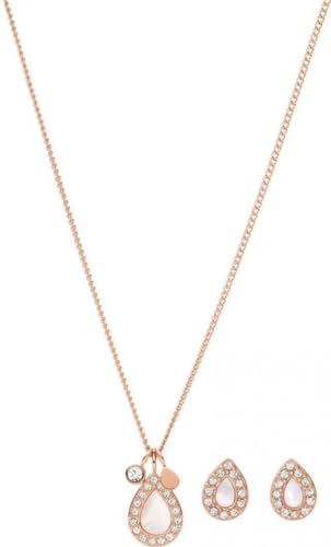 Fossil Womens Stainless Steel with lobster clasp closure pendant necklace and earring set