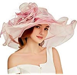 F FADVES Women Oganza Sun Hat Church Wide Brim Wedding Formal Fascinator Hat