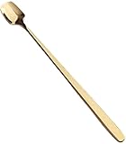 GTOULHH Kleine Löffel, Langer Griff Kaffee Löffel Edelstahl Square Teelöffel Eisdessert Tee Scoop Dinner Geschirr Küchenwerkzeug Mokkalöffel(Golden 2 Pcs,17cm)