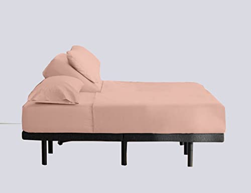 Top Split King Fitted Sheet For Adjustable Beds,Half Split King Fitted Sheet For Adjustable Beds Only Split Down 34 Inches From The Top,Split Head Flex King Sheet (Embossed Peach) #TOP2