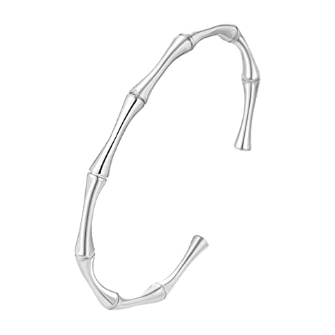 GIEIWIW Gold Plated Bangle Bracelets for Women Mother's Day gifts Adjustable Charm Bracelets Cute Bamboo Design Gold Bracelet for Women(Silver) Cover