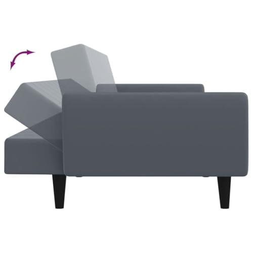 MOBCANT Schlafsofa 2-Sitzer mit Fußhocker Dunkelgrau Samt Sofagarnitur Couchgarnitur Modulares Sofa Polstergarnitur für Wohnzimmer Schlafzimmer Büro Hotel – Bild 8