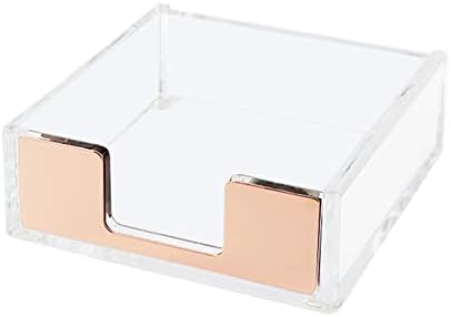 Rose Gold Sticky Note Holder Clear Post Note Holder Acrylic Memo Pad Holder Notpad Dispenser for Office Home School Elegant Desk Accessory