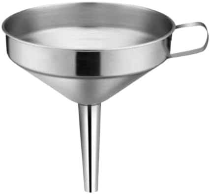 Funil Aço Inox Médio 12x12cm Com Alça Garrafas Óleo Multiuso Liqu...