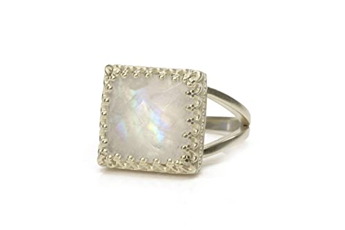 Bague pierre de lune mode bijoux personnalisés argent femmes