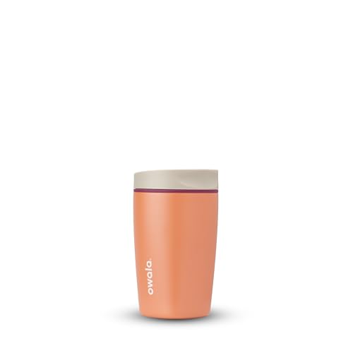 Image of Owala SmoothSip Slider Insulated Stainless Steel Coffee Tumbler, Reusable Iced Coffee Cup, Hot Coffee Travel Mug, BPA Free 12 oz, Campfire Nights