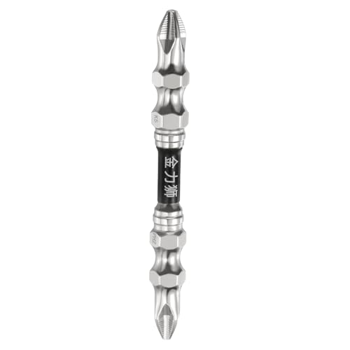 HARFINGTON #2 Anti Slip Double Ended Phillips Impact Screwdriver Bit PH2 1/4" Hex Shank 2.6" (65mm) Magnetic Cross Head Drill Bits S2 Steel Screw Driver Power Electric Tools, Silver/Black