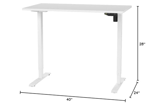 Image of FLEXISPOT EN2 Whole-Piece Standing Desk with Clamp Power Strip, 40 x 24 Electric Stand Up Height Adjustable Desk with Cable Management (White Frame + 40 inch White Top)
