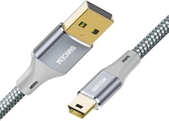 Mini USB Cable USB 2.0 High Speed Cable Type A to Mini B Data Charging Cable 2.4 A Compatible with Digital Camera, Hero 3/4, Hero HD, PS3 Controller, Dash Cam, Nikon, MP4, GPS, Data Sync, etc (3.3ft)