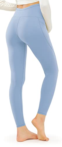 Joyspels Maternity Leggings Over The Belly Pregnancy Leggings For Women Workout Maternity Leggings With Pockets Light Blue #TOP2