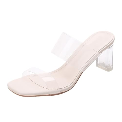 Chaussures transparentes à talons mi-hauts confort sans douleur