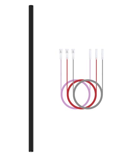 Mosanfan 48 Inch Ceiling Fan Extension Rod Downrod with Wires, Black Unthreaded Long Downrod Extension Pole for Ceiling Fan