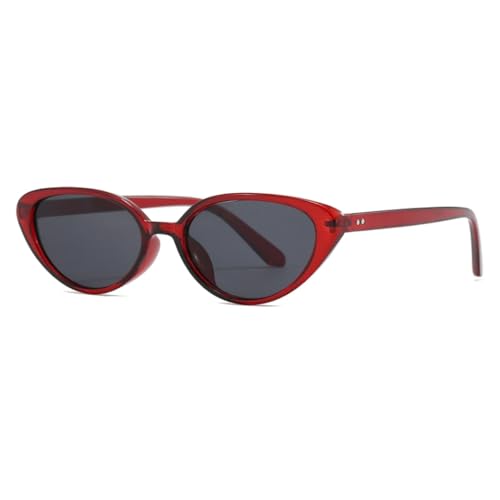 Lunettes de soleil œil de chat élégance rétro rouge aux rivets fins
