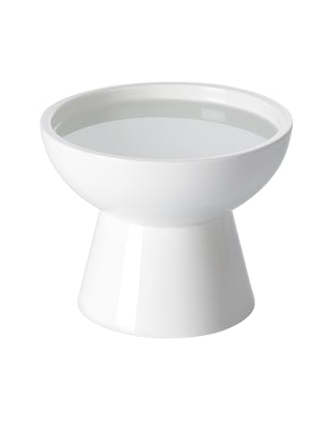 LoeJan Elevated Cat Food and Water Bowls Set, Extra Wide and Raised Ceramic Bowls, Anti-Vomit Whisker-Free Pressure Cat Feeder for Kittens to Adult Cats and Small Dogs (White, Water Bowl)