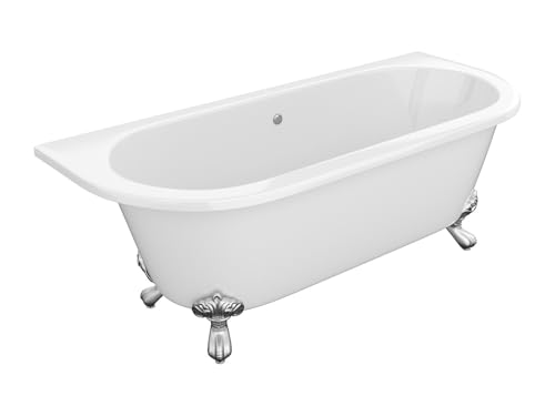 Vente-unique - Baignoire semi îlot retro avec pieds d'aigle - 170 x 74 x 62 cm - Acrylique -...