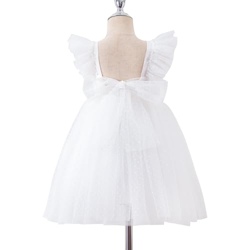Image of Tutu.kk Toddler Girls Vintage Party Dress Ruffled Sleeve A-Line Tulle Flower Girl Dresses for Wedding,Birthday