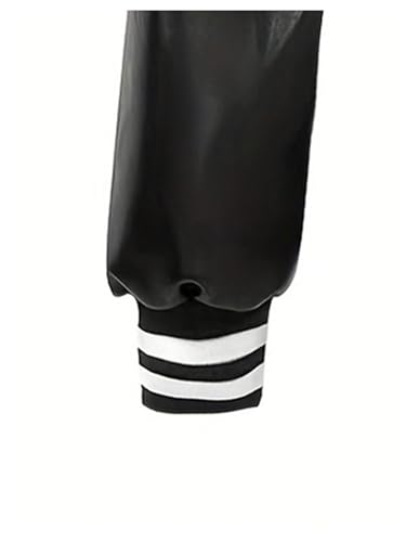 WDIRARA Women's Varsity Jacket Long Sleeve Button Down Motorcycle Cropped Bomber Jackets Streetwear4