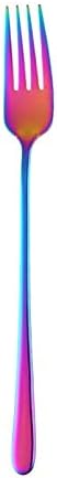 Forks 8 Colors of Stainless Steel Fork Set Colorful Dessert Fork Long Handle Golden Blue Fork Set Hotel Party (Color : H) (H)