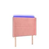 Eleganz Cabecero rosa 83 x 16 x 118/128 cm terciopelo – Lujoso cabecero de cama con iluminación para dormitorio, ideal para apartamentos modernos