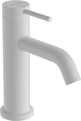 hansgrohe Tecturis S - Bathroom tap Without Waste Set, Energy-Saving (CoolStart), Bathroom Sink Water tap with spout Height 80mm, Bathroom Mixer tap Water-Saving (EcoSmart+), matt White, 73301700