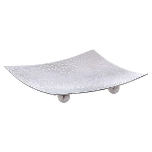 Modern-Style Square Candle Holder in Silver-Plated Aluminium