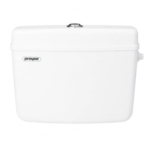 Image of Prayag Duo Flush 10 Litre PTMT Toilet Cistern for Indian & Western WC Wall Mounted Flush Tank with Dual Push Button Water Saving Leak Proof Bathroom Flush System with Complete Fittings (White)