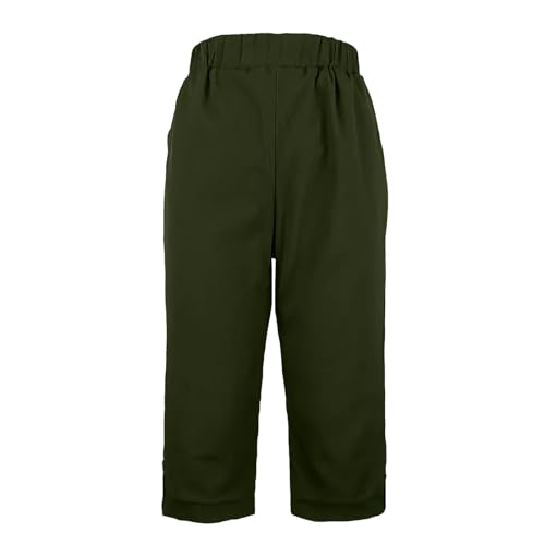 Wide Leg Capri Pants for Women 2025 Summer Elastic Waist Linen Palazzo Capris Baggy Casual Beach Slacks with Pockets3