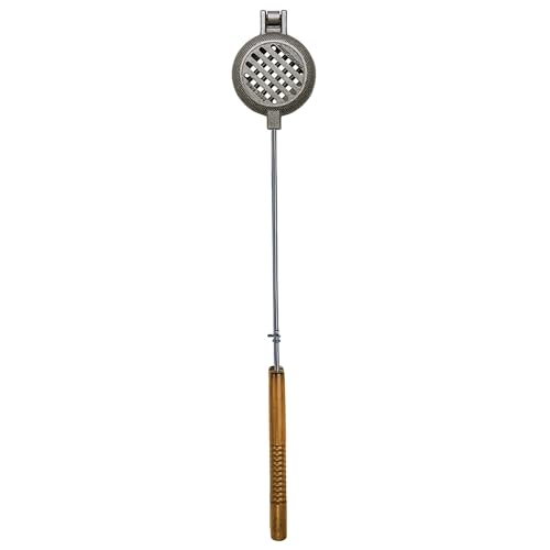 ROME Cast Iron Wilderness Burger Griller For Campfire and BBQ, Stainless Steel Rods and Wood Handles #1505
