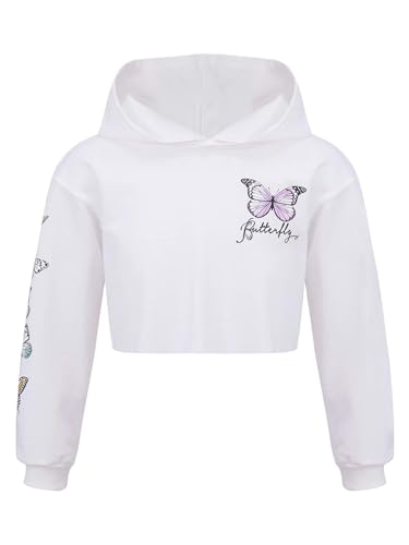 Alvivi Mädchen Sweatshirt Schmetterling Langarmshirt Crop Tops Bauchfrei...