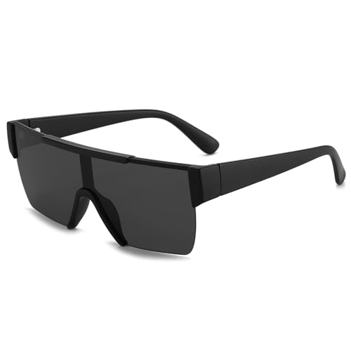 Image of Dollger Oversized Square Sunglasses for Men Women, Fashion Flat Top Mirrored Sunnies Rimless Shades UV Protection