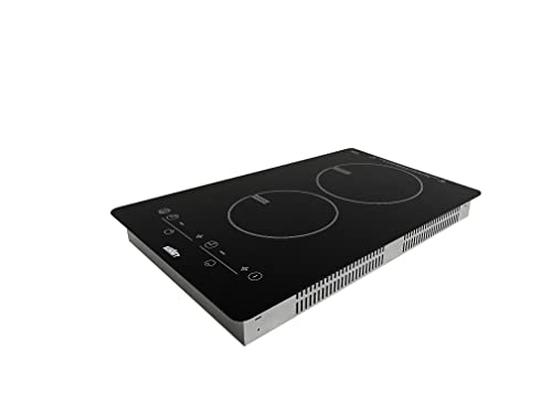 Summit Sinc2B120 13-Inch 2 Burner Built-In Electric Induction Cooktop, Jet Black Glass Easy To Clean, 120V, 3100W Total, Digital Touch Controls, Child Safety Lock, Easy Plug-In, 7-Piece Cookware Set #TOP7