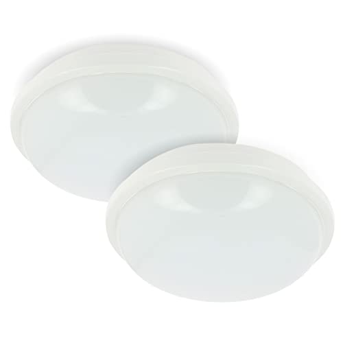 Lot de 2 Hublots LED Extérieur/Intérieur PERRY 20W (Eq. 120W) – Puissants 2300 Lumens – CCT (Choix 3 Couleurs : 3000K, 4000K, 6500K) – Plafonnier Rond...