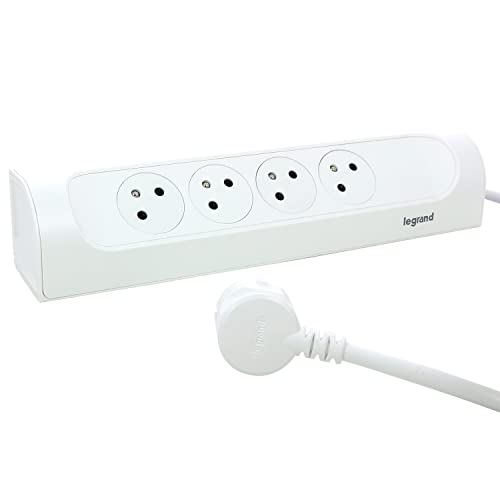 Legrand 049404 - Prolunga Multipresa Angolare Con 4 Prese Con Superficie Con Terra Con Cordino, Colore: Bianco - 4