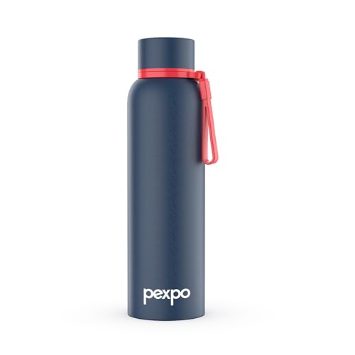 Image of PEXPO Bravo 980ml - Denim Blue and Electro 500ml - Denim Blue Stainless Steel Water Bottle ISI Certified | for Home, Office, Gym, Travelling
