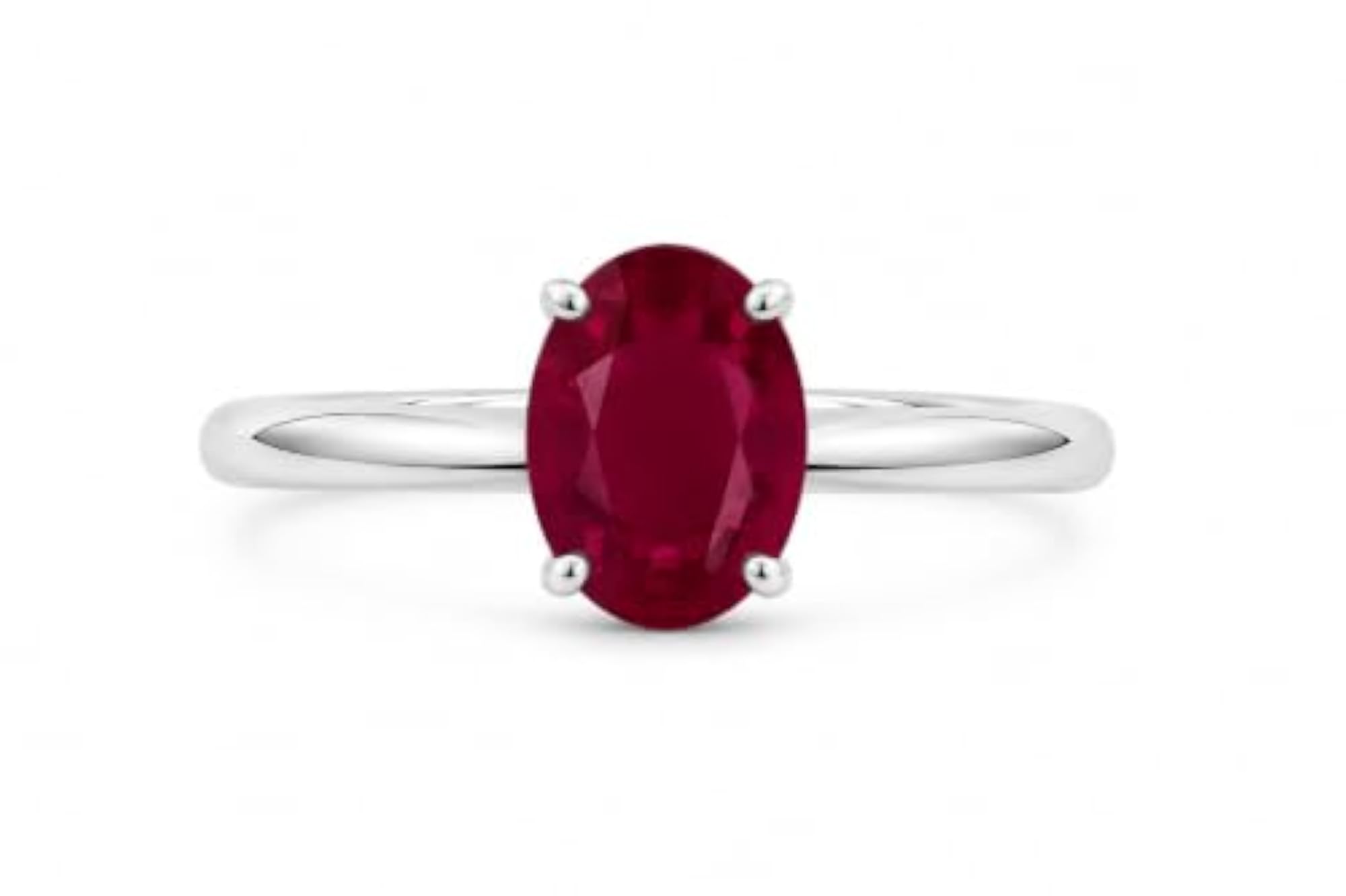 Women's 925 Sterling Silver Oval Cut Ruby Ring, Lab-Created