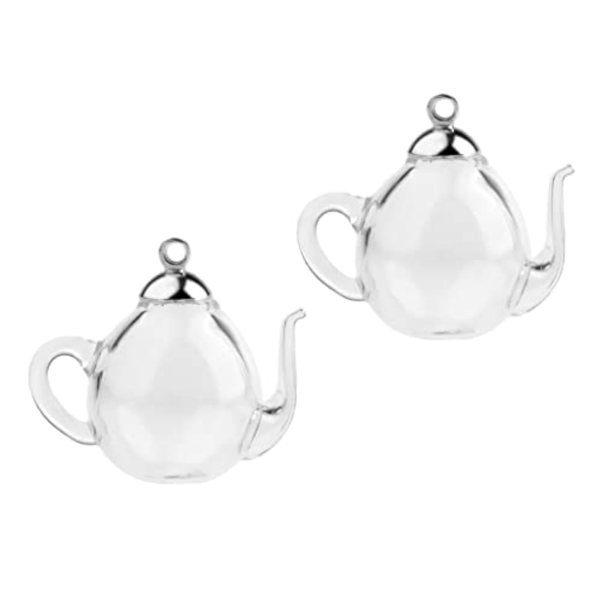 6x2Pcs Mini Teapot Empty Glass Wishing Bottle Charms