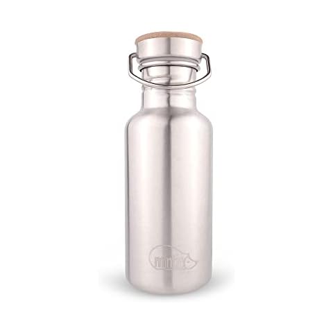 Mintie - Single-Layer Stainless Steel Water Bottle, Durable and Odourless Metal Water Bottles, Lightweight Water Flask, Reusable Water Bottles for School, Office, Gym, Hiking and More, 500 ml Cover