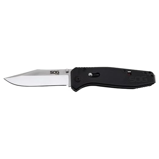 SOG Flare Folding and Pocket Knife Assisted Opening Tech Knife w/ 3.5 Inch Stainless Straight Edge Blade & Tactical Knife GRN Grip (FLA1001-CP)