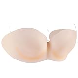 Nude Smooth Fitted Adhesive Bandeau Bralette, Truly Invisible Seamless Sticky Bras, Wireless Backless Strapless Silicone Bra, Fashion Forms Ultra Light Comfort Stretch Wraparound Bra with Nipple Patch