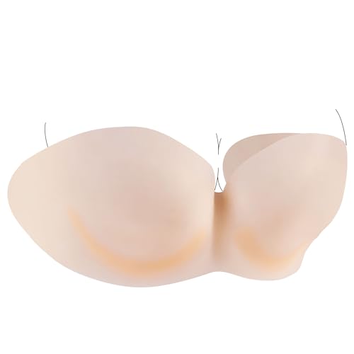 Nude Smooth Fitted Adhesive Bandeau Bralette, Truly Invisible Seamless Sticky Bras, Wireless Backless Strapless Silicone Bra, Fashion Forms Ultra Light Comfort Stretch Wraparound Bra with Nipple Patch