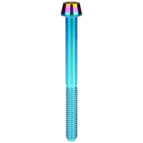 Image of Titanium Ti Bolt M5x9 16 18 20 25 30 35 40 45 50 55 60mm Tapered Head Screws Pack of 4 (M5x50mm, Iridescent Blue)