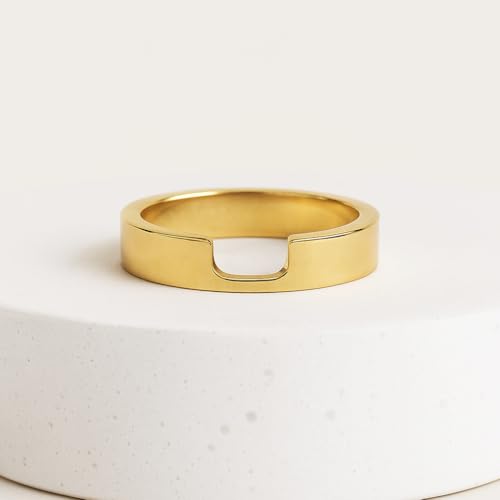 14k Yellow Gold Wedding Band Cigar Band Ring Wide Cutout Statement Ring Unique Wedding & Stacking Luxury Jewellry Engagement Gift For Fiancée2