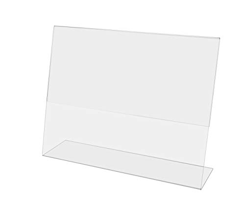 (6 Pack) 10" X 8" Clear Acrylic Slant Back Ad/Sign Holder, Plastic Slanted Picture/Photo Frame #TOP2