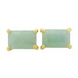 Pendientes de aguamarina natural de en plata de ley 925 bañada en oro, Pendientes rectangulares de estilo minimalista para mujer, WW_VSTD_0214