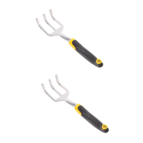 BESPORTBLE 2piezas Cultivador De Mano De Jardín Mango Antideslizante Rastrillo De Puntas para Aflojar Suelo y Deshierbe Herramienta De Jardinería De Inoxidable para Uso Intensivo
