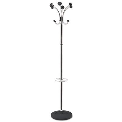 Coat Stand,6 Round Pegs/6 Hooks,70-1/2"" H,Stainless Steel, Sold as 1 Each