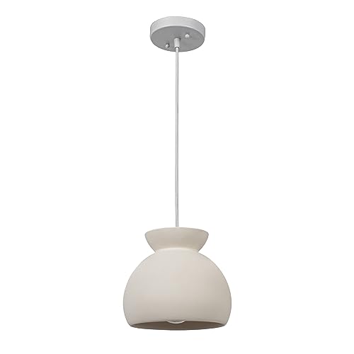 Robert Stevenson Lighting Sienna - Boho Ceramic Ceiling Light with White Fabric Cord, Matte...