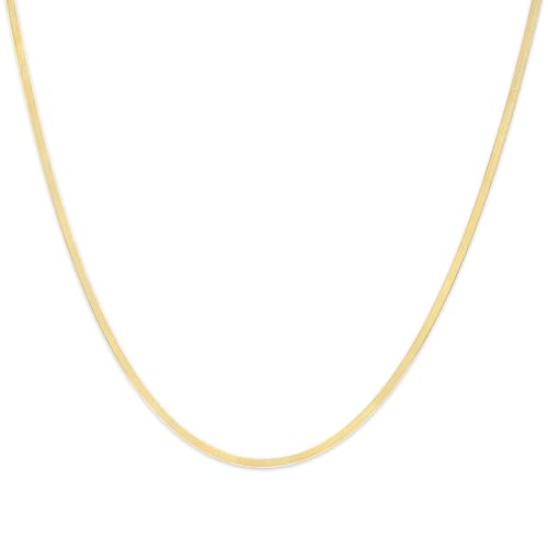 Haus of Brilliance Unisex Solid 14K Yellow Gold 2.8mm Imperial Herringbone Chain Necklace - 18" Inches
