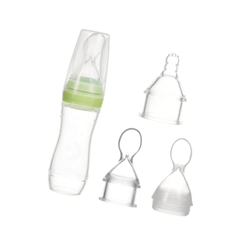 INOOMP シリコン製哺乳瓶 乳児用ベビーフィーダー ソフトスプーンヘッド 持ち運びに適したコンパクトサイズ 多用途補助食品ボトル 赤ちゃんの外出 旅行用 3個セット